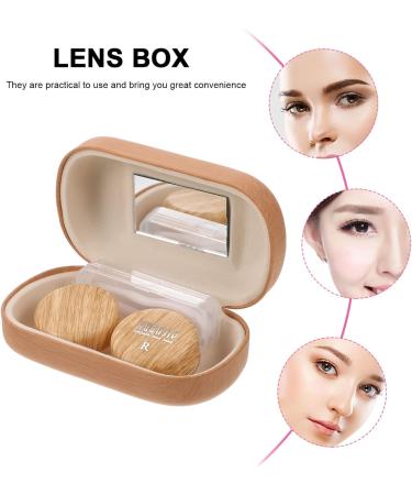 Heallily Portable Wooden Grain Contact Lens Case with Remover Tool & Mirror - Perfect for Teens & Women - Travel-Friendly Design in 2 Colors - Buy Online on GoSupps.com