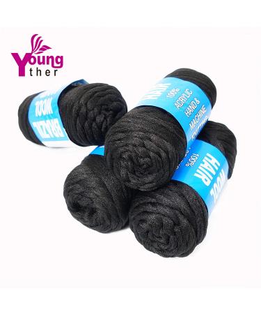 100% Brazilian Wool Hair Acrylic Yarn for African Braids/Senegalese Twist/Faux Locs/Wraps - Natural Black (4pcs) with Crochet Hook - Buy Online on GoSupps.com