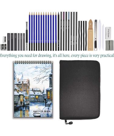41-Piece Sketch Pencils Set with Sketchbook | Complete Artist Kit for Kids, Teens, and Adults | Professional Drawing Set with Erasers, Pastels, and Case - Buy Online on GoSupps.com