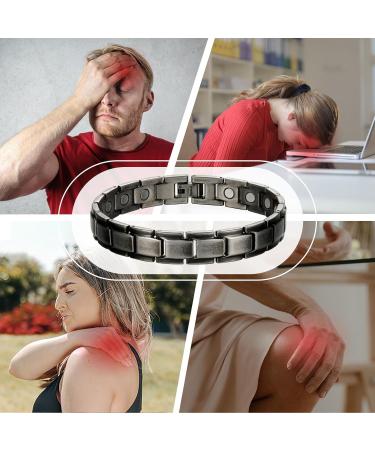 WELMAG Mens Titanium Steel Magnetic Therapy Bracelet for Arthritis Pain Relief - Adjustable Vintage Gift Box - Buy Online on GoSupps.com