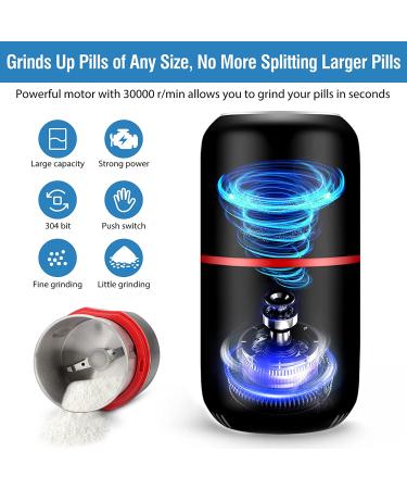 Electric Pill Crusher Grinder for Small or Large Pills - Medication & Vitamin Tablets to Fine Powder - Pill Pulverizer for Feeding Tube, Kids, Pets - Includes Brush, Spoon, Cloth - Buy Online on GoSupps.com