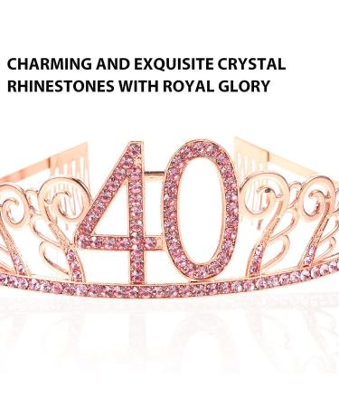Frcolor 40th Birthday Tiara - Rose Gold Crystal Rhinestone Princess Crown for Women - Buy Online on GoSupps.com