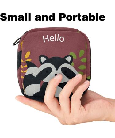 Javenproeqt Portable Women's Binding Bags | Menstrual Cup Pocket & Pads for Teens | Hello Autumn Raccoon Design - Buy Online on GoSupps.com