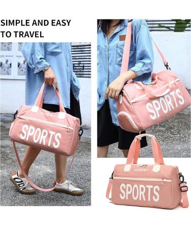 Wet Pocket Sports Gym Bag for Women and Men, Waterproof Shoulder Weekender Bag for Travel and Gym - Lightweight and Easy to Carry - S-Pink - Buy Online on GoSupps.com