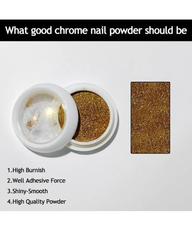 Lofuanna Chrome Nail Powder Set - 4 Colors Mirror Effect Holographic Glitter for Nail Art with 4pcs Eyeshadow Sticks and Dust Brush - 0.5g/Jar - Buy Online on GoSupps.com