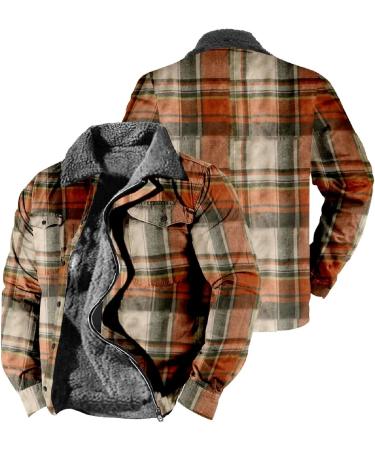 Shop Hanxiulin Men's Fleece Jacket - Plush Elegant Long & Warm | 3XL Transition Jacket in Orange for Ultimate Comfort - Buy Online on GoSupps.com