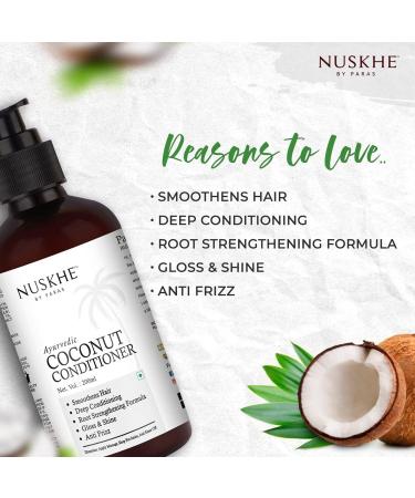 Nuskhe by Pa ras Deep Root Conditioning Combo - Coconut Shampoo & Conditioner Set with Coconut Oil Avocado Oil & Keratin - 200 ml Each - Best for Healthy Hair - Buy Online on GoSupps.com