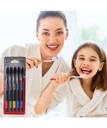 Calakono Soft Bamboo Toothbrush Set for Adults | 5 Black Charcoal Toothbrushes in Various Colors | Eco-Friendly Oral Care - Buy Online on GoSupps.com
