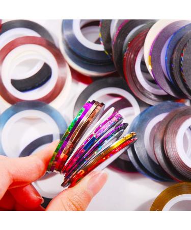Hisenlee 90 Pcs Nail Art Striping Tape Lines in Mix Colors - 1MM and 2MM - Includes 2 Nail Tape Dispensers for Nail Art Decoration - Buy Online on GoSupps.com