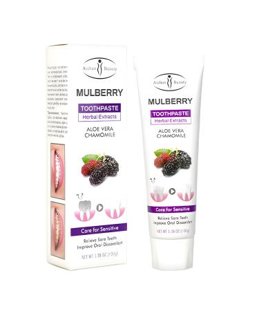 Mulberry Toothpaste Herbal Extracts Aloe Chamomile Sensitive Tooth Care Relieve Sore Teeth Improve Oral Discomfort 100g/ 3.38fl.oz