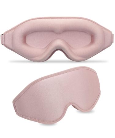 3D Contoured Sleep Mask for Women Men Effective Light Blocking Eye Mask Sleeping Soft Night Blindfold with Adjustable Strap(Pink)