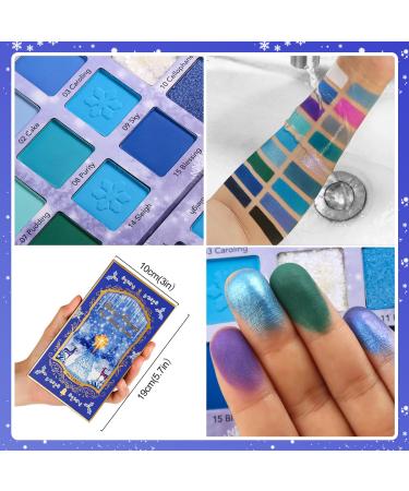 Blue Purple Eyeshadow Palette - 18 Highly Pigmented Matte & Shimmer Shades | Waterproof Christmas Makeup Palette for Girls - Buy Online on GoSupps.com