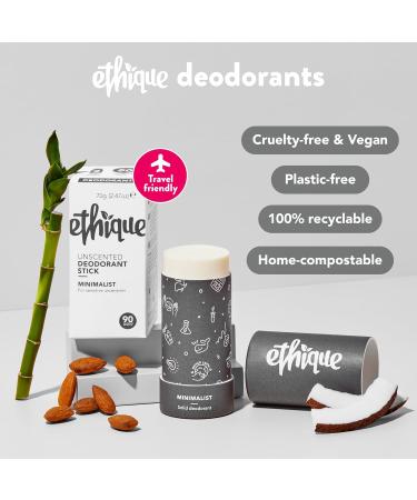 Ethique Minimalist Unscented Deodorant Stick for Men & Women - Natural Aluminum-Free Plastic-Free Vegan Cruelty-Free Eco-Friendly 2.47 oz (Pack of 1) - Buy Online on GoSupps.com