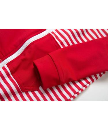 BONVERANO Baby Girls Swimsuit with UPF 50+ Sun Protection | Red Stripe | 6-9 Months - Buy Online on GoSupps.com