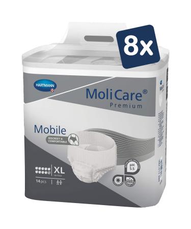 Molicare Premium Mobile disposable pants: discrete use with incontinence for women and men 10 drops sizeXL (130-170 cm hip size) 8x14 pieces XL (112 pieces)