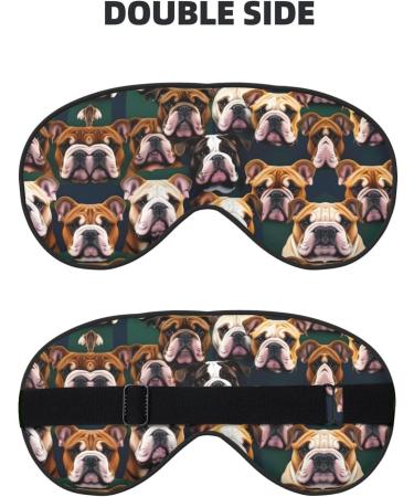 Cute English Bulldog Print Unisex Sleep Mask - Double-Sided Eye Mask for Sound Sleep & Skin Care - International Shipping Available - Buy Online on GoSupps.com