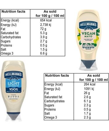 Hellmann's Light Mayonnaise 750ml Squeeze Bottle and Hellmann's Vegan Mayonnaise 430ml - Buy Online on GoSupps.com