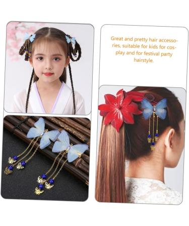 FRCOLOR 4 Pairs hanfu butterfly headdress tassel hair clips hair barrettes hanfu hair clip girls hair clips kids hair clips chinese girl hair accessories Chinese style child fabric alloy - Buy Online on GoSupps.com