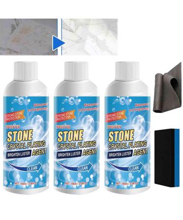 Stone Stain Remover Cleaner Marble Stone Cleaner Polishes Nano Stone Crystal Plating Agent Kitchen Marble Oil Stain Cleaner Suit for Marble Granite Tile Quartz Kitchen Cooktops (3PCS)