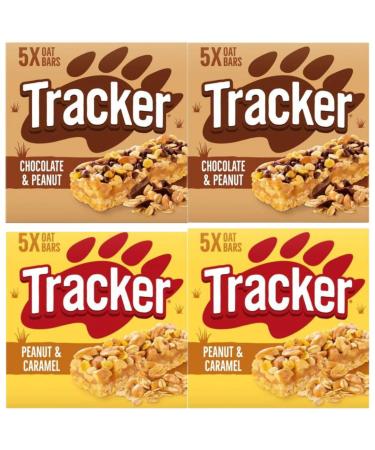 Cereal Bar Bundle with Tracker Chocolate Chip & Peanut 5 Pack 115g x2 and Crunchy Caramel & Peanut 5 Pack 115g x2 (4 Pack)