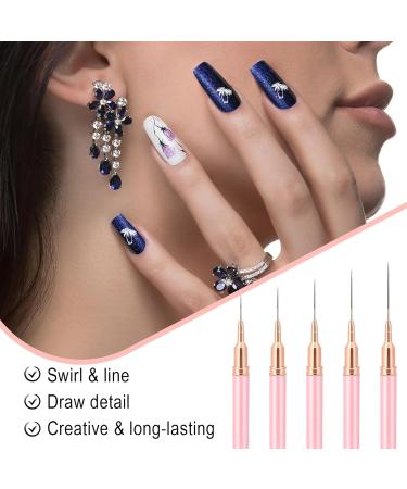 Nail Art Liner Brushes Set - 5Pcs Painting, Dotting, and Detailing Tools for Fine Nail Art Designs in Pink - Buy Online on GoSupps.com