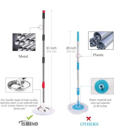 Tsmine Spin Mop Bucket Set | Commercial Floor Cleaning Supplies with 6 Refills | Extended Handle for Hardwood Floors - Buy Online on GoSupps.com