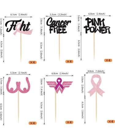 Rsstarxi 24 Pack Breast Cancer Awareness Cupcake Toppers Glitter Pink Power Hope Ribbon Cake Decorations Fight Beliveve Cancer Free Cupcake Picks for Pink Ribbon Party Cake Decorations Supplies Design 3 - Buy Online on GoSupps.com