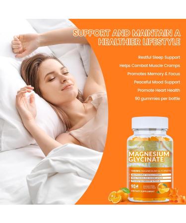 Magnesium Glycinate Gummies 1000mg Sugar Free Magnesium Potassium Supplements Chewable for Adults with L-Threonate for Sleep Body Support and Relaxation 90 Orange Gummies - Buy Online on GoSupps.com