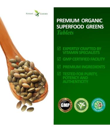 Potent Garden Organic Superfood Greens Fruit and Veggies Supplement Rich in Vitamins & Antioxidants with Alfalfa Beet Root & Tart Cherry to Boost Energy Immunity & Gut Health Greens Tablets 60 Ct - Buy Online on GoSupps.com