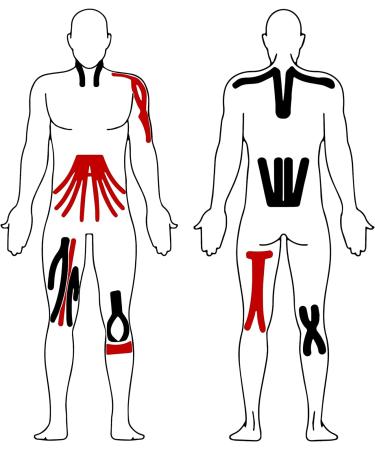 Effekt Kinesiology Tape Waterproof 5m x 5cm - 2 Rolls Red + Black | Elastic Physio Tape for Muscle Support & Injury Recovery - Buy Online on GoSupps.com