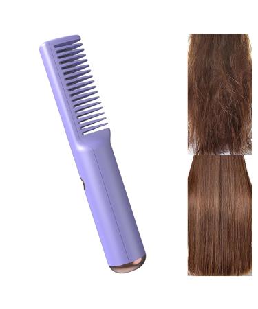 Milageto Cordless Hair Straightener USB Charging Anti-Scald Electric Hot Comb for Travel | Dual Purpose Heated Comb - Violet - Buy Online on GoSupps.com