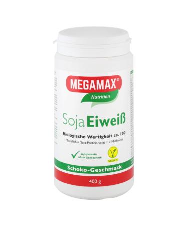 Megamax Soy protein chocolate 400 + Taurin + L -methionine gluten -free - soy protein -isolate low carb - vegetable protein lactose -free aspartity -free - vegan protein for muscle build -up and muscle maintenance 400 g