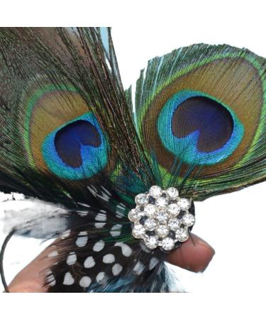 2PCS Butterfly Peacock Feather Hair Clip Pins with Pearl Rhinestones - Bridal Wedding Party Decor - Buy Online on GoSupps.com