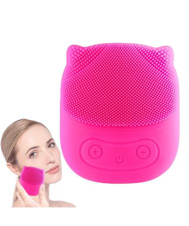 Vbnuyhim Face Wash Scrubber Silicone Face Scrubber - Vibrating Face Exfoliating Brush in Penguin Shape | Skin Care Face Brushes for Men and Women Waterproof Electric Face Brush Red