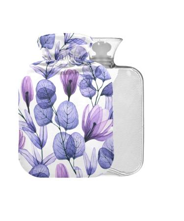 Leaves Flowers Hot Water Bottle with Cover 2L Large Hot Water Bag for Pain Relief Bed Hand Feet