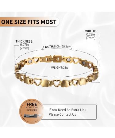 BioMag Heart-Shaped Magnetic Bracelet for Women - Titanium Steel - Strong Magnets - Gold Color - Buy Online on GoSupps.com