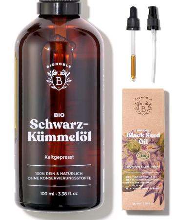 Bionoble black cumin oil organic 100ml - glass bottle + pipette + pump - 100% cold -pressed + unfiltered - face body hair - Egyptian black cumin oil - vegan organic black seed oil black cumin oil (1 Pack) - Buy Online on GoSupps.com