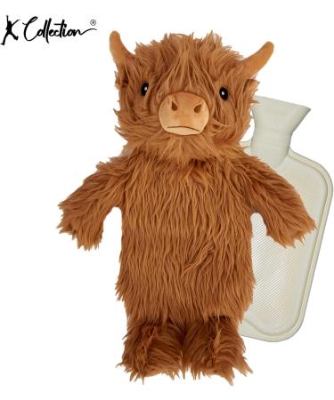 K Collection Highland Cow 3D Novelty Hot Water Bottle with Removable Plush Cover - Buy Online on GoSupps.com