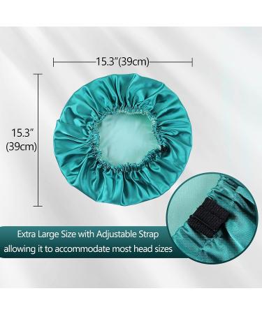 Reversible Silk Satin Bonnet for Sleeping - Large Adjustable Hair Wrap Cap for Women - BlackishGreen - Buy Online on GoSupps.com