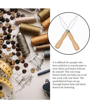 Milisten Button Hook Tool Set - 3-Piece Wooden Handle & Stainless Steel Button Assist for Women Men & Seniors - Portable & Easy to Use - Buy Online on GoSupps.com