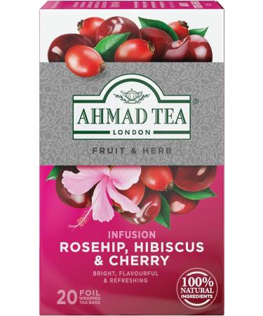 Ahmad Tea Rosehip Hibiscus & Cherry Fruit Herbal Infusion - 20 Tea Bags - Buy Online on GoSupps.com