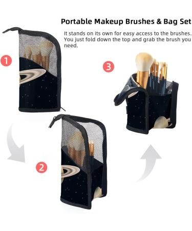 Saturn Planet Travel Makeup Brush Holder & Organizer | 12PCS Brush Set for Women - Stand-Up Makeup Case - Buy Online on GoSupps.com