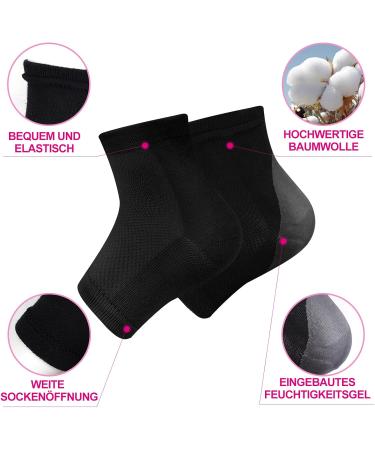 3 Pairs Moisturizing Gel Heel Socks - Soft Open Toe Socks for Dry Skin Care (Black) - International Shipping - Buy Online on GoSupps.com