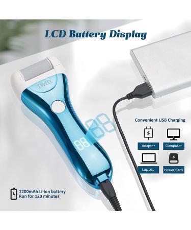 Electric Callus Remover - Rechargeable Foot Scrubber with 5 Roller Heads | Waterproof Pedicure Kit for Cracked Heels | Chromed Blue - Buy Online on GoSupps.com
