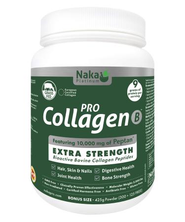 Naka Platinum Pro Collagen featuring 10 000 mg of Peptain Extra Strength Bioactive Bovine Collagen Peptides. For Skin Nails Bones and Joints. Bonus Size 425 g (300+125 Free) powder