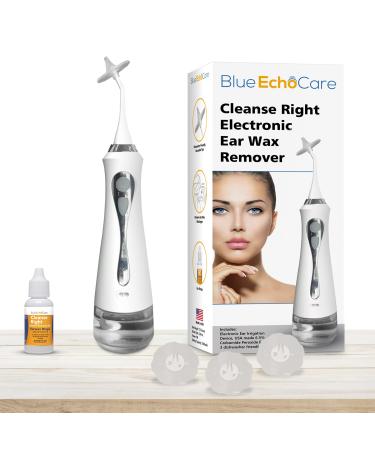 Cleanse Right  Electronic Ear Wax Removal Device- INCLUDES USA MADE EAR DROPS Reusable Dishwasher Friendly Tips Ear Cleaner Irrigation Device and Spray Bottle