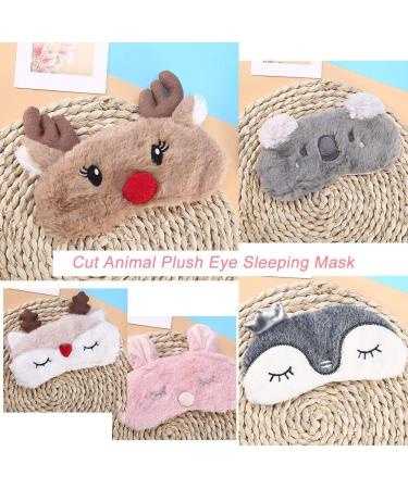 Dioche Cute Sleepping Eyemask Animal Cartoon Style Eye Cover Christmas Deer Snowboard Winter Plush with Blindfold Eyes Sleep Mask Nap Eye Mask for Women (1#) - Buy Online on GoSupps.com