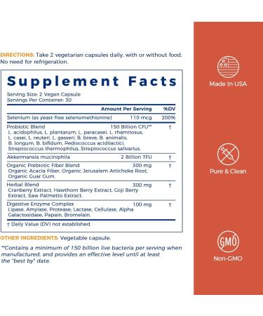 NewRhythm Probiotics for Men with Prebiotics Selenium Digestive Enzymes Akkermansia Muciniphila Cranberry Extract 150 Billion CFU 60 Vegan Caps - Buy Online on GoSupps.com