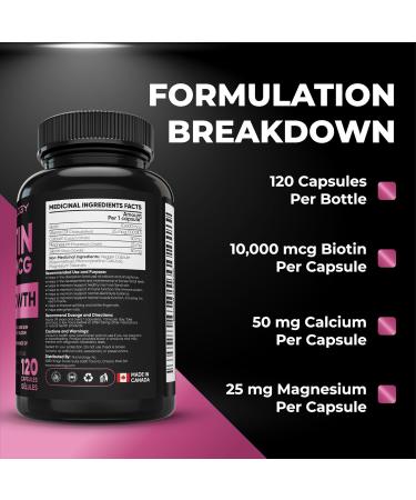 Biotin 10000MCG Hair Vitamins For Hair Growth Women - Promotes Healthy Skin & Nail Growth - Supports Muscle Function - Biotin Supplement - Hair Growth Products for Women - 120 capsules 120 count (Pack of 1) - Buy Online on GoSupps.com