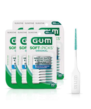 GUM Soft-Picks Original Easy to Use Dental Picks for Teeth Cleaning Health Disposable Interdental Brushes with Convenient Carry Case Dentist Recommended Dental Picks 50ct (6pk) 50 Count (Pack of 6) Original